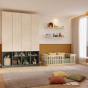 Ver imagem 1 de Quarto Montessori Mini Cama Giulia e Guarda-Roupa Curió 4 Portas Casatema MadeiraOriginals Natural/V