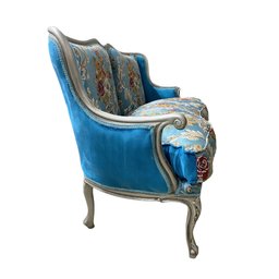 Namoradeira 2 Lugares Prateado e Azul para Sala Recepção e Varanda - 88x133x50cm - 4