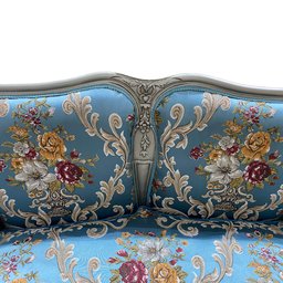 Namoradeira 2 Lugares Prateado e Azul para Sala Recepção e Varanda - 88x133x50cm - 5