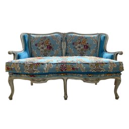 Namoradeira 2 Lugares Prateado e Azul para Sala Recepção e Varanda - 88x133x50cm - 1
