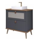 Ver imagem 1 de Gabinete de Banheiro Veneto com Cuba 60cm Titanium/freijo - Mgm