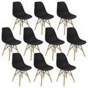 Ver imagem 1 de Kit 10 Cadeiras Charles Eames Eiffel Dsw - Base de Madeira Clara - Preto Multicolorido