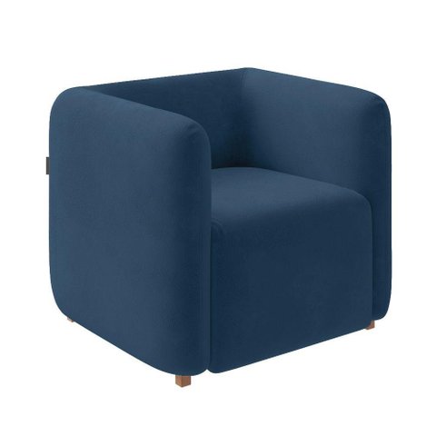 Poltrona Sala de Estar Decorativa Laguna Veludo K01 - D'Rossi Cor Azul Marinho