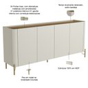 Ver imagem 3 de Buffet para Sala de Jantar 4 Portas 1 Gaveta Pés Industrial Dourado Naim I03 Luna Louro - Lyam