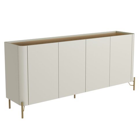 Buffet para Sala de Jantar 4 Portas 1 Gaveta Pés Industrial Dourado Naim I03 Luna Louro - Lyam