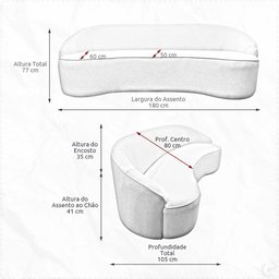 Sofá Curvo Montserrat 180cm 3 Lugares Veludo Cinza Titânio - Nexta Casa - 4