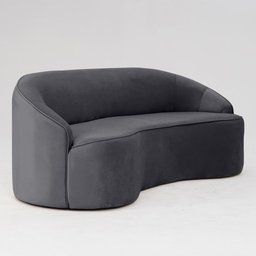 Sofá Curvo Montserrat 180cm 3 Lugares Veludo Cinza Titânio - Nexta Casa - 1