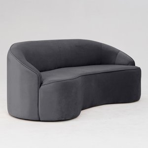 Sofá Curvo Montserrat 180cm 3 Lugares Veludo Cinza Titânio - Nexta Casa