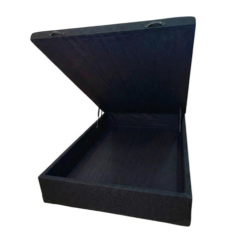 Cama Box Baú Viúvo Blindado com Pistão a Gás - Linhão - Turim Preto Fosco