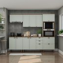 Ver imagem 1 de Cozinha Completa Modulada Americana 5 Peças com Portas 4 Gavetas Verde/Mint/Ébano Fosco