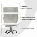 Ver imagem 5 de Kit 2 Cadeiras Escritório Esteirinha Mesh Tela Respirável Giratória até 120kg Branca