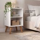 Ver imagem 2 de Mesa de Cabeceira 25cm com 2 Nichos Pés Palito MDF 15mm Off White Mesa de Cabeceira Já Montada