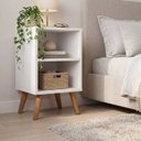 Ver imagem 3 de Mesa de Cabeceira 25cm com 2 Nichos Pés Palito MDF 15mm Off White Mesa de Cabeceira Já Montada