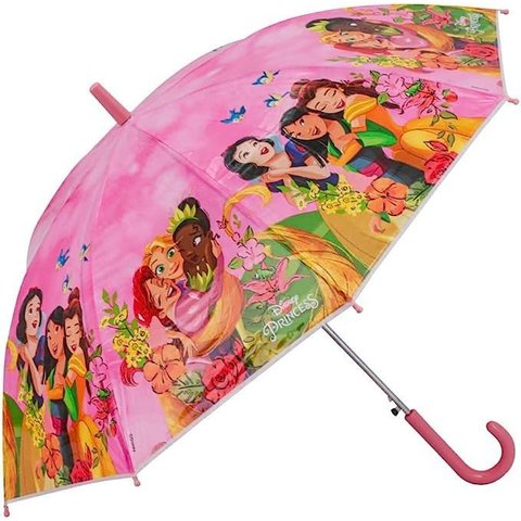 Guarda Chuva Princesas - 4 a 12 anos - Reforçado Automatico - Cinderela Ariel Bela Jasmine - Infanti