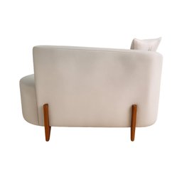 Sofá Orgânico Divã Veludo com Pés de Madeira - 7 Decor Bege - 4