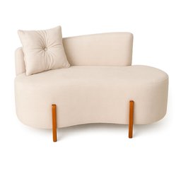 Sofá Orgânico Divã Veludo com Pés de Madeira - 7 Decor Bege - 2