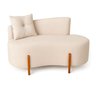 Sofá Orgânico Divã Veludo com Pés de Madeira - 7 Decor Bege - 2
