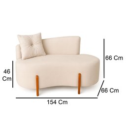 Sofá Orgânico Divã Veludo com Pés de Madeira - 7 Decor Bege - 3