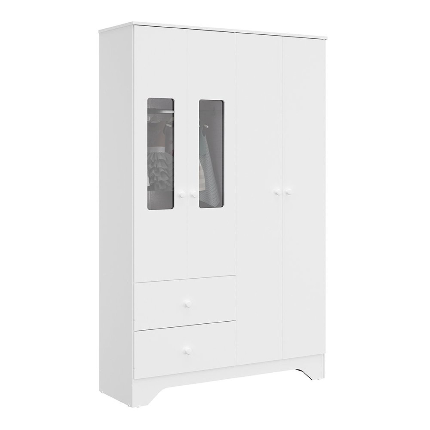 Guarda Roupa Infantil 4 Portas com Janelas Retângulo 2 Gavetas 100% MDF Cocada - 2