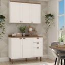 Ver imagem 1 de Cozinha Modulada 2 Peças com Balcão e Armário Aéreo e Tampo Provençal Branco/Ébano
