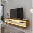 Ver imagem 2 de Rack para Tv 1.7 Retrô com Led Requinte Naturale com Off White - Gelius Móveis