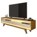 Ver imagem 1 de Rack para Tv 1.7 Retrô com Led Requinte Naturale com Off White - Gelius Móveis