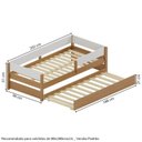 Ver imagem 3 de Bicama Infantil com Grade de Proteção Aria Casatema MadeiraOriginals Marrom/Nogueira/Branco