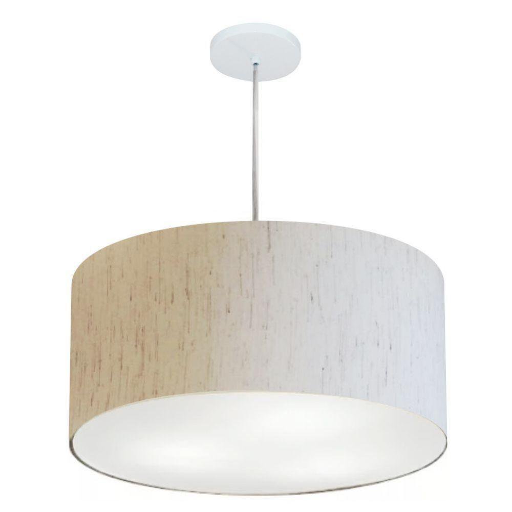 Lustre Pendente Cilíndrico Md-4219 55x25cm Bivolt Linho Bege - 1