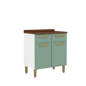 Balcão de Aço com Tampo 2 Portas 2 Gavetas Verde Bertolini