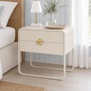 Ver imagem 3 de Kit 02 Mesas de Cabeceira Industrial Orgânico 2 Gavetas 60cm Alek A03 Off White - Lyam Decor