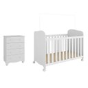 Ver imagem 2 de Quarto de Bebê Cômoda 4 Gavetas e Berço com Rodízios 100% MDF Mimo Espresso Móveis Branco Brilho