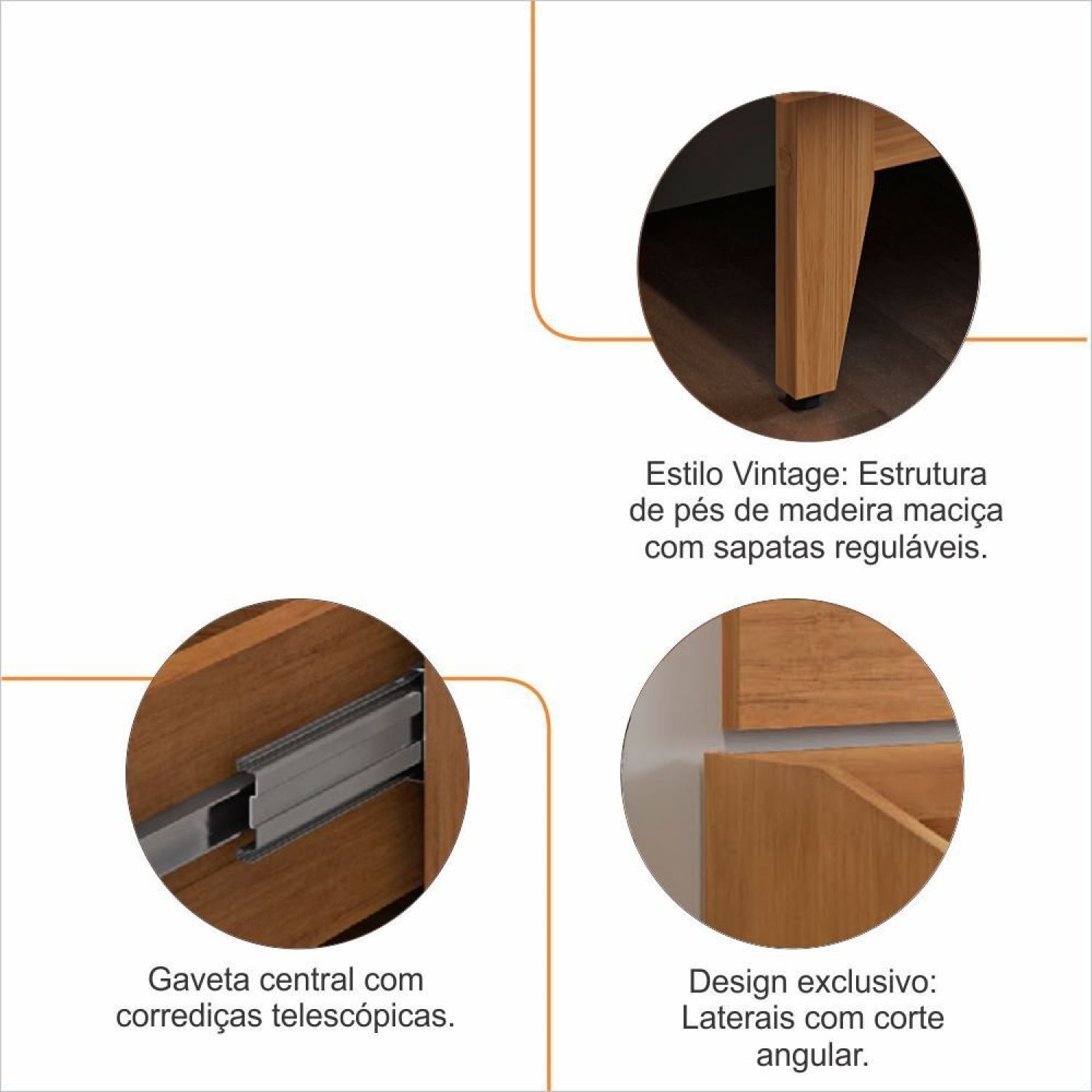 Rack para TV até 60 Polegadas 2 Portas 1 Gaveta 180cm Ravena Versátile - 6