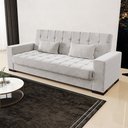 Ver imagem 2 de Sofá Cama Decorativo 210cm Beesley Veludo Cinza - Gran Belo
