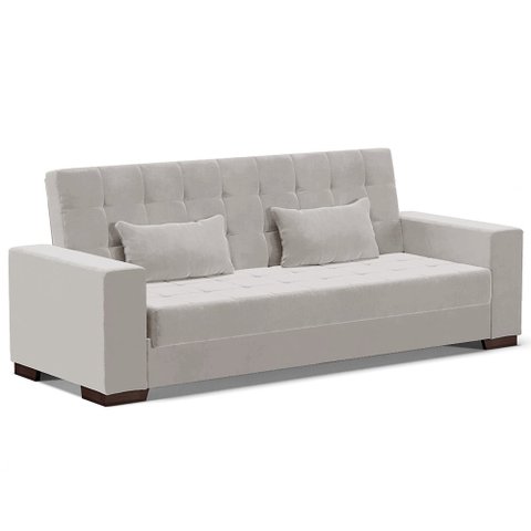 Sofá Cama Decorativo 210cm Beesley Veludo Cinza - Gran Belo