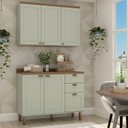 Ver imagem 1 de Cozinha Modulada 2 Peças com Balcão e Armário Aéreo e Tampo Provençal Verde/Mint