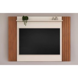 Painel Quarto P/ Tv até 55 Pol Trend Ripado Extensível 108x150cm Freijó/off White - Dj Móveis - 1