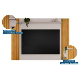 Painel Quarto P/ Tv até 55 Pol Trend Ripado Extensível 108x150cm Freijó/off White - Dj Móveis - 3