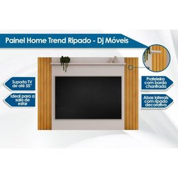 Painel Quarto P/ Tv até 55 Pol Trend Ripado Extensível 108x150cm Freijó/off White - Dj Móveis - 2
