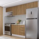 Ver imagem 3 de Cozinha Planejada 4 Peças com Tampo 3 Armários Aéreos 5 Portas e 1 Balcão Ipanema CabeCasa MadeiraOriginals Marrom