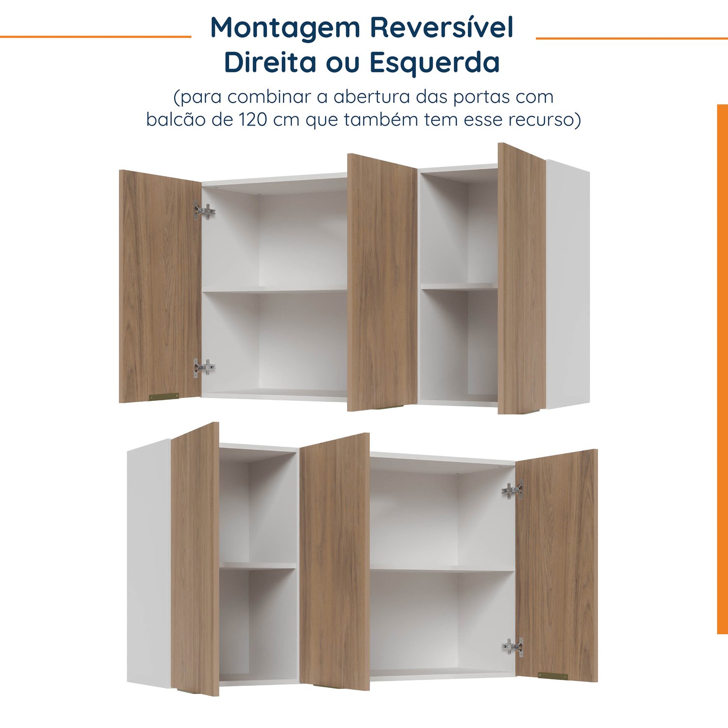 Cozinha Modulada 4 Peças com Tampo 3 Aéreos 5 Portas e 1 Balcão Ipanema CabeCasa MadeiraMadeira - 12