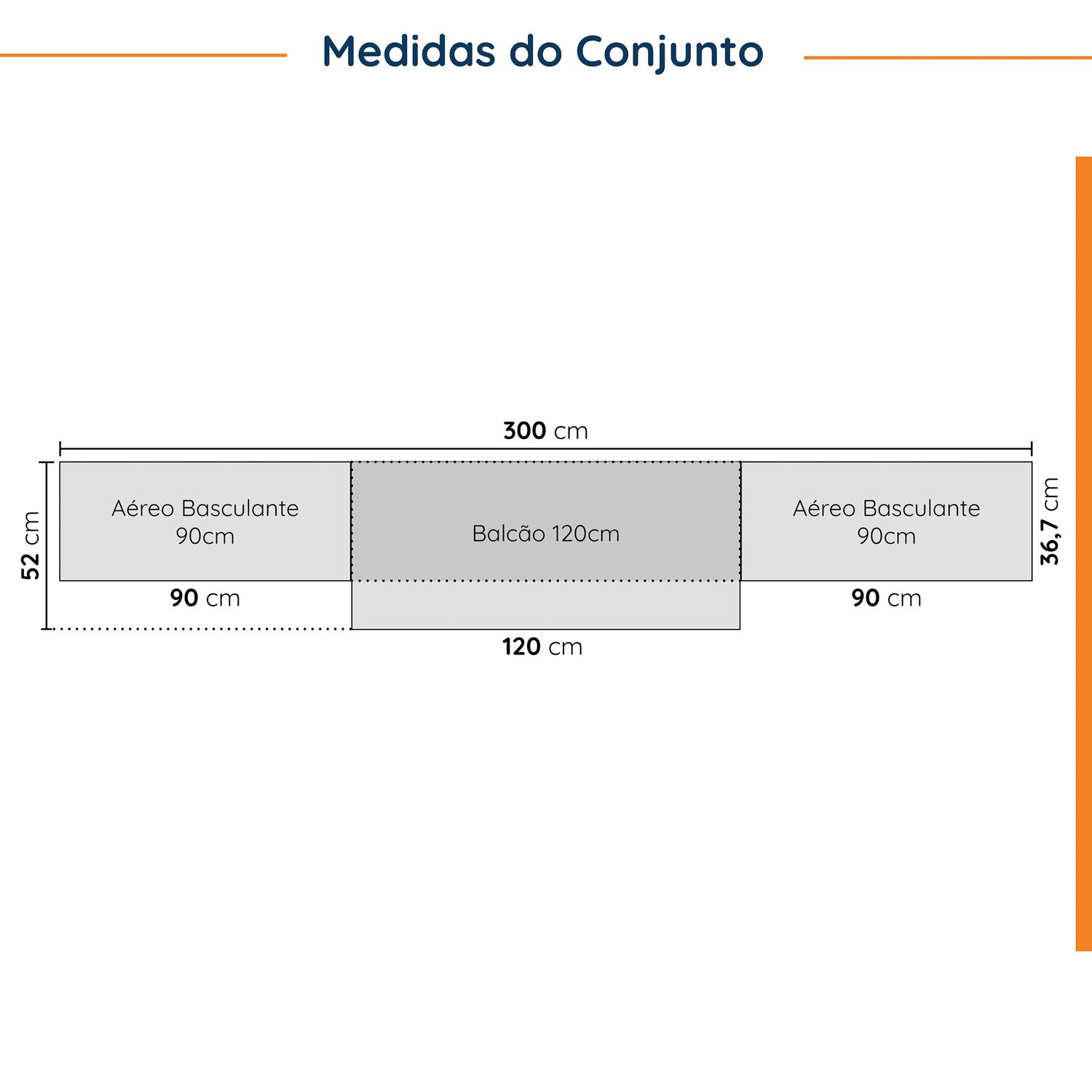 Cozinha Modulada 4 Peças com Tampo 3 Aéreos 5 Portas e 1 Balcão Ipanema CabeCasa MadeiraMadeira - 4