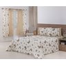 Jogo Lençol 4 Peças Cama Viúva 1,88mx1,28mx25cm 100% Algodão 180 Fios Borboletas Cáqui - 1