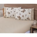 Ver imagem 3 de Jogo Lençol 4 Peças Cama Viúva 1,88mx1,28mx25cm 100% Algodão 180 Fios Borboletas Cáqui