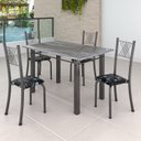 Ver imagem 1 de Conjunto Mesa com 4 Cadeiras Tampo de Granito Topázio Sara Yescasa Prata/Preto Floral/Mart