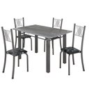 Ver imagem 2 de Conjunto Mesa com 4 Cadeiras Tampo de Granito Topázio Sara Yescasa Prata/Preto Floral/Mart