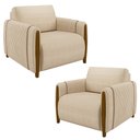 Ver imagem 1 de Kit 2 Poltronas Decorativas para Sala de Estar 98cm Amaranto M22 Linho Champanhe - Mpozenato