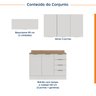 Cozinha Modulada 4 Peças com Tampo 3 Aéreos 5 Portas e 1 Balcão Ipanema CabeCasa MadeiraOriginals - 5