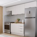 Ver imagem 2 de Cozinha Planejada 4 Peças com Tampo 3 Aéreos 5 Portas e 1 Balcão Ipanema CabeCasa MadeiraOriginals Branco