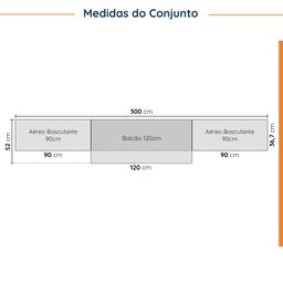 Cozinha Modulada 4 Peças com Tampo 3 Aéreos 5 Portas e 1 Balcão Ipanema CabeCasa MadeiraMadeira - 4