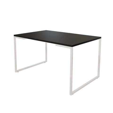 Mesa De Jantar Industrial Base Ferro Branco Tampo 137X90 Preto Cor: Preto